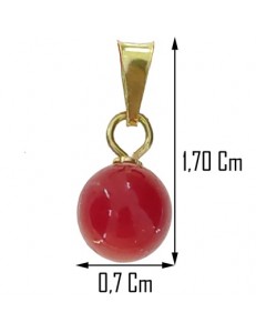 Collana Laccio Pendente Sfera Corallo Donna Oro Giallo 18 kt Carati 750