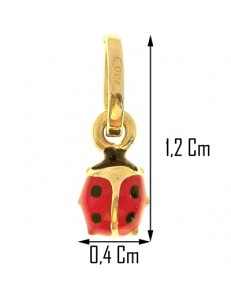 Ciondolo Pendente Bimba Bambino Oro Giallo18 Kt Carati Ct 750 0,40Gr Coccinella