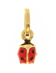 Ciondolo Pendente Bimba Bambino Oro Giallo18 Kt Carati Ct 750 0,40Gr Coccinella