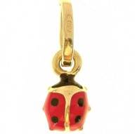 Ciondolo Pendente Bimba Bambino Oro Giallo18 Kt Carati Ct 750 0,40Gr Coccinella