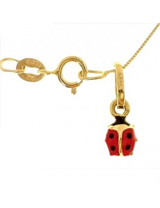 Collana Catenina Coccinella Bimbo Bambina Oro Giallo18 Kt Carati Ct 750 1,10 Gr