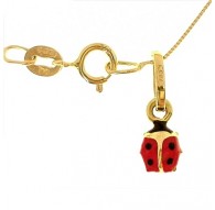 Collana Catenina Coccinella Bimbo Bambina Oro Giallo18 Kt Carati Ct 750 1,10 Gr