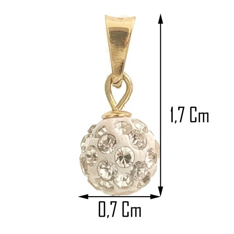 COLLANE ORO GIALLO - Collana Catenina Pendente Sfera Donna Oro Bianco 18 Kt Carati Ct 750 1,35 Gr