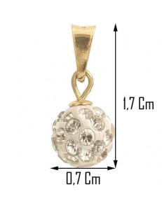 PENDENTI ORO GIALLO - Ciondolo Pendente Sfera Donna Ragazza Oro Giallo 18 Kt Carati Ct 750 0,70 Gr