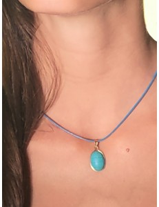 Collana Laccio Pendente Turchese Donna Oro Giallo 18 kt Carati 750