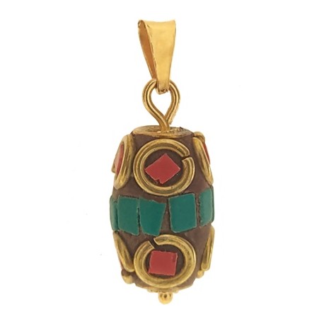 PENDENTE STILE TIBETANO - Donna Oro Giallo 18 Kt Carati Ct 750