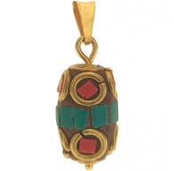 Ciondolo Pendente stile Tibetano Donna Oro Giallo 18 Kt Carati Ct 750 2,0 Gr