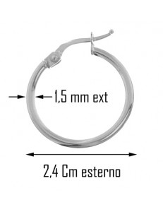 Orecchini Donna Bimba Bambina Cerchio Oro Bianco 18 kt Carati Ct 750 1,20 Gr