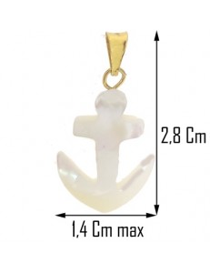 Ciondolo Pendente Ancora Madreperla Uomo Donna Oro Giallo 18 Kt Carati 750 1,25 Gr