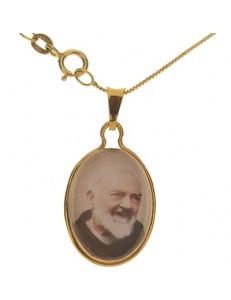 Collana Catenina Padre Pio Uomo Donna Oro Giallo 18 kt Carati Ct 750 1,80 Gr