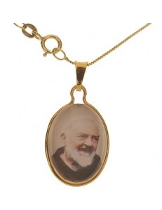  Collana Catenina Padre Pio Uomo Donna Oro Giallo 18 kt Carati Ct 750 1,80 Gr