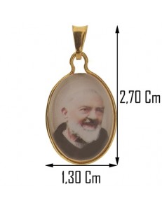  Collana Catenina Padre Pio Uomo Donna Oro Giallo 18 kt Carati Ct 750 1,80 Gr