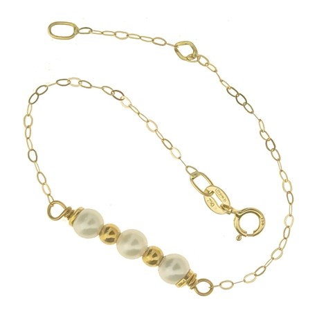 BRACCIALE PERLE BIMBA - Bimba Bambina Oro Giallo 18 Kt Carati Ct 750 