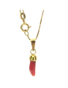 Collana Catenina Unisex Cornetto Uomo Donna Oro Giallo 18 Kt Carati 750 1,25 Gr