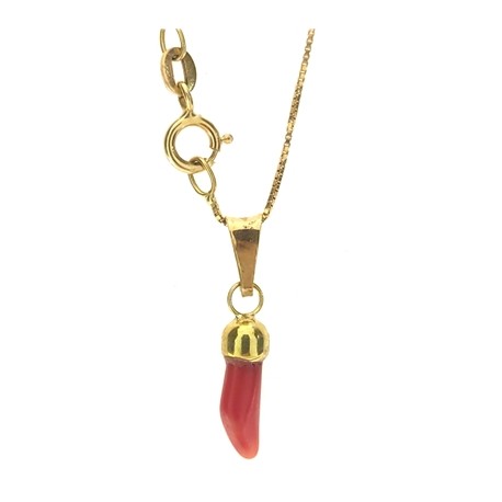 Collana Catenina Unisex Cornetto Uomo Donna Oro Giallo 18 Kt Carati 750 1,25 Gr