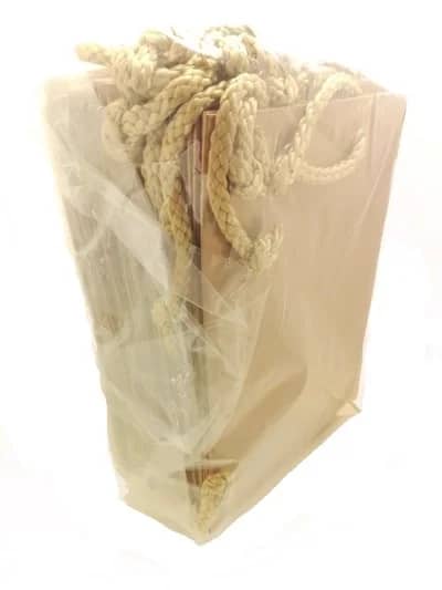 SHOPPER  BUSTA LAMINATA COLORE ORO  MANIGLIA MANICO IN CORDA 12 PZ - immagine 4