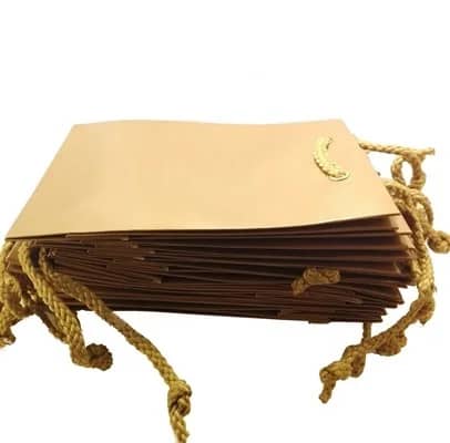 SHOPPER  BUSTA LAMINATA COLORE ORO  MANIGLIA MANICO IN CORDA 12 PZ - immagine 5