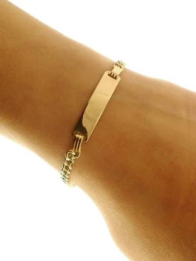 Bracciale Targa Unisex Ragazzo Ragazza Oro Giallo 18 KT Ct 750 3,50 Gr - immagine 2