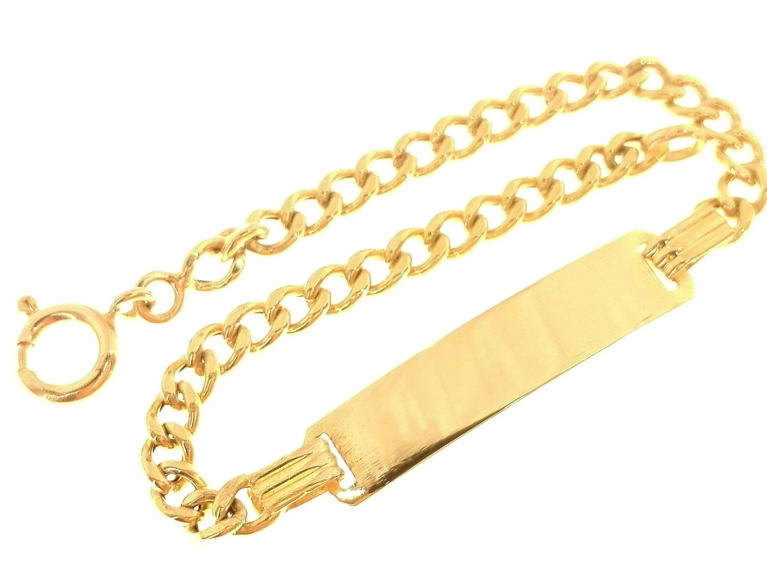 Bracciale Targa Unisex Ragazzo Ragazza Oro Giallo 18 KT Ct 750 3,50 Gr