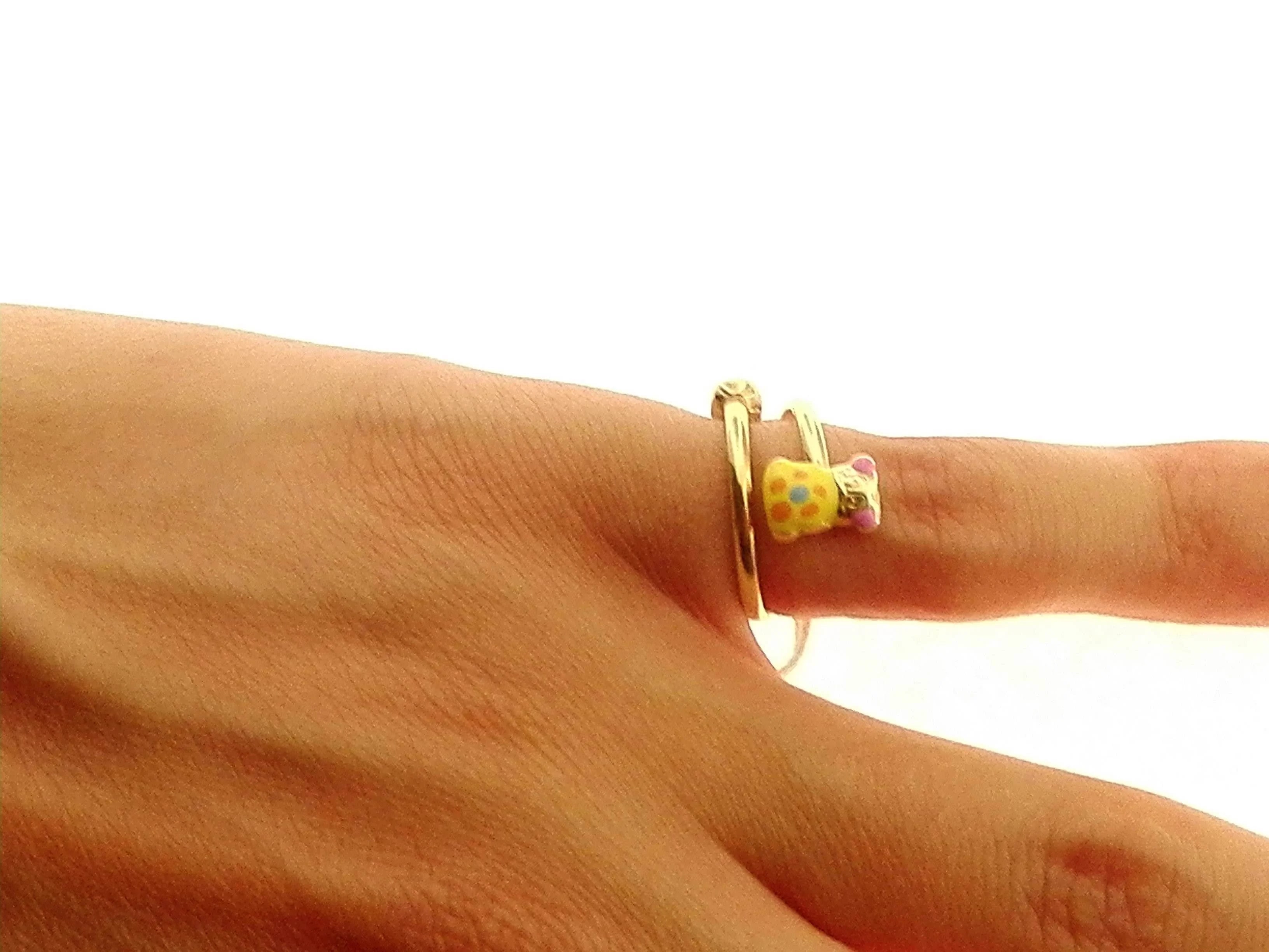 Anello Bimba Bambina Oro Giallo 18 KT Carati Ct 750 Gr 1,60 Orsetto - immagine 2