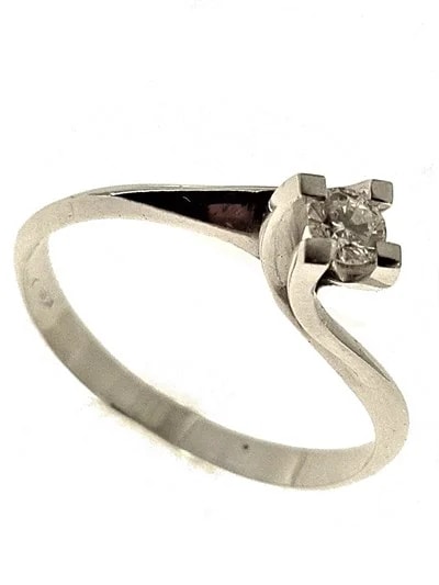 Anello Donna Diamante 0,13 Ct H IF Valentino Solitario Bianco 18 Kt Carati 750