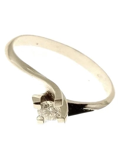 Anello Donna Diamante 0,13 Ct H IF Valentino Solitario Bianco 18 Kt Carati 750 - immagine 3