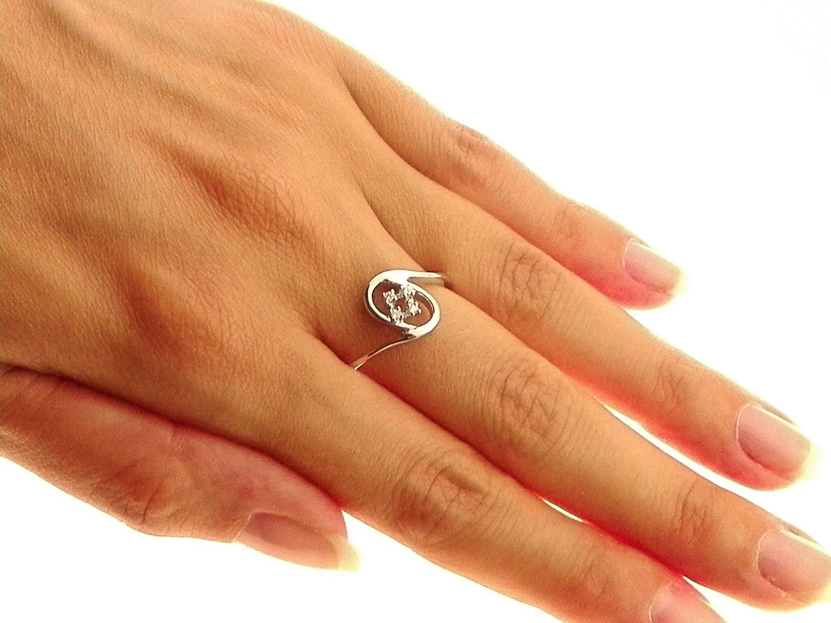 Anello Donna Diamanti Oro Bianco 18 kt Carati 750 3,65 Gr 0,05 CT H IF - immagine 2