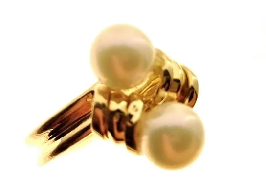 Anello Donna Oro Giallo 18 Kt Carati Ct 750 2,4gr Contrèe Perle - immagine 3