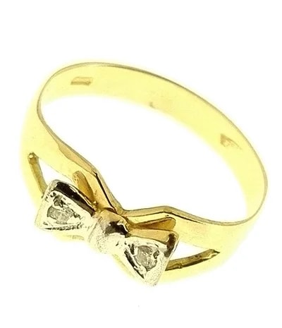 Anello Donna Oro Giallo 18 KT Carati Ct 750 Gr 1,95 Zirconi Taglio Brillante