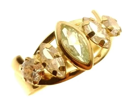 Anello Donna Oro Giallo 18 KT Carati Ct 750 Gr 2,0 Zirconi Taglio Brillante