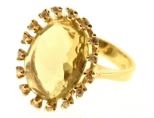 Anello Donna Oro Giallo 18 KT Carati Ct 750 Gr 7,60 Zirconi Taglio Brillante