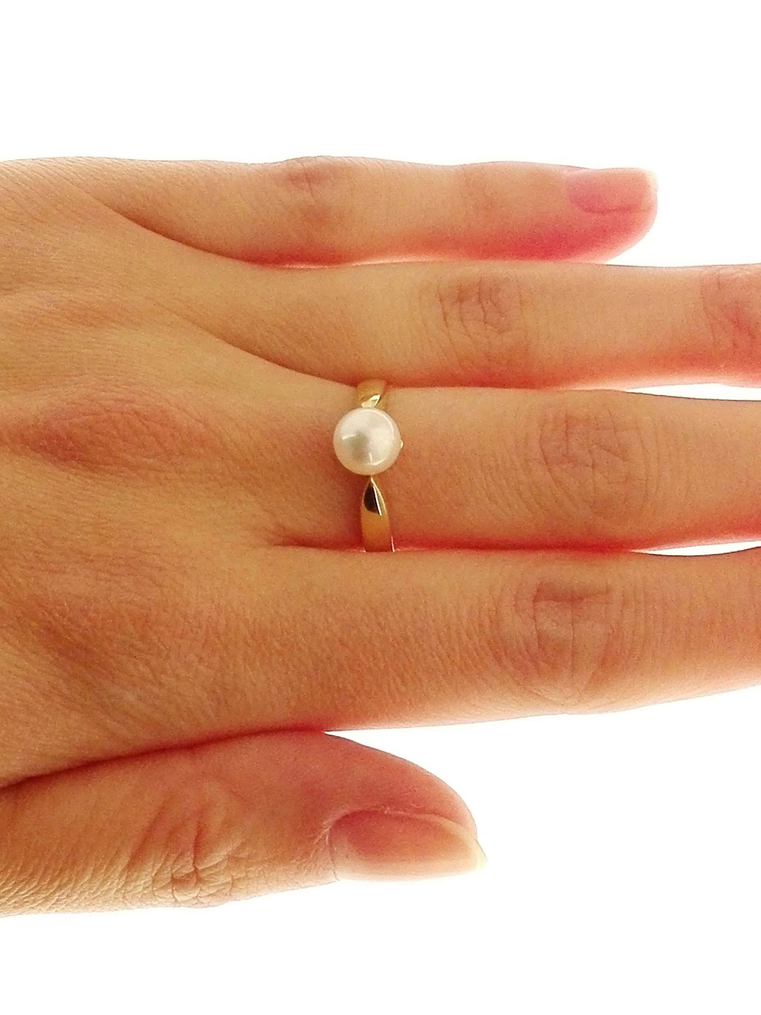 Anello Donna Oro Giallo 18 kt Carati Ct 750 Perla Mikiko 2,3 Gr - immagine 2