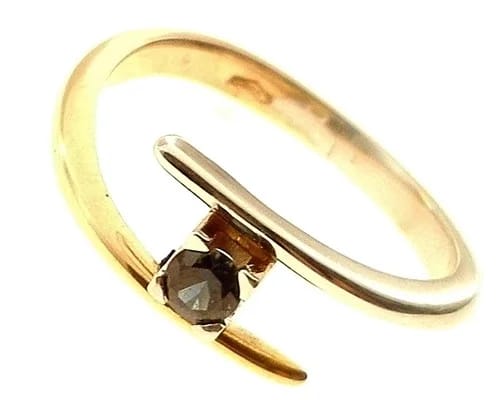 Anello Donna Oro Giallo Bianco 18 KT Carati Ct 750 Gr 3,70 Zaffiro 0.,20 Ct