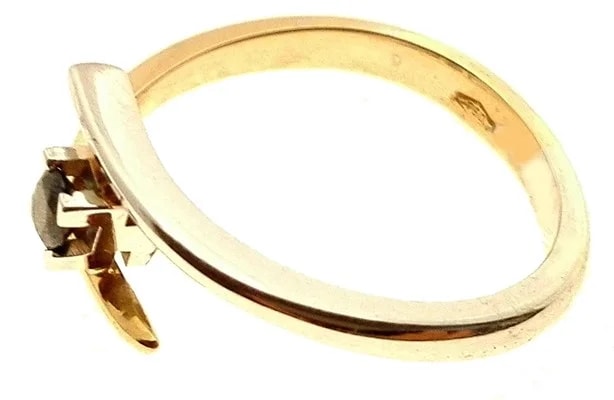 Anello Donna Oro Giallo Bianco 18 KT Carati Ct 750 Gr 3,70 Zaffiro 0.,20 Ct - immagine 3