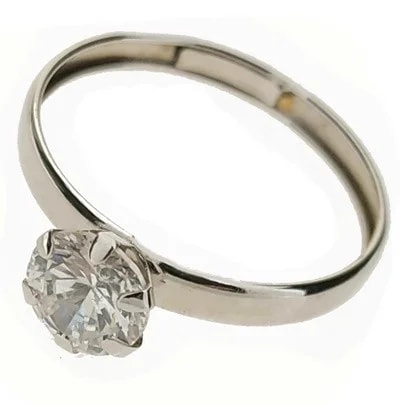 Anello Donna Ragazza Solitario Oro Bianco 18 kt Carati Ct 750 1,05 Gr Zircone - immagine 3