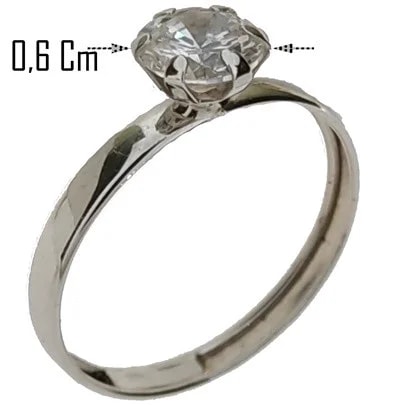 Anello Donna Ragazza Solitario Oro Bianco 18 kt Carati Ct 750 1,05 Gr Zircone - immagine 4