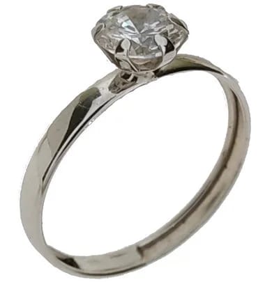 Anello Donna Ragazza Solitario Oro Bianco 18 kt Carati Ct 750 1,05 Gr Zircone