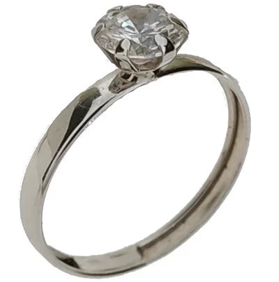 Anello Donna Ragazza Solitario Oro Bianco 18 kt Carati Ct 750 1,05 Gr Zircone