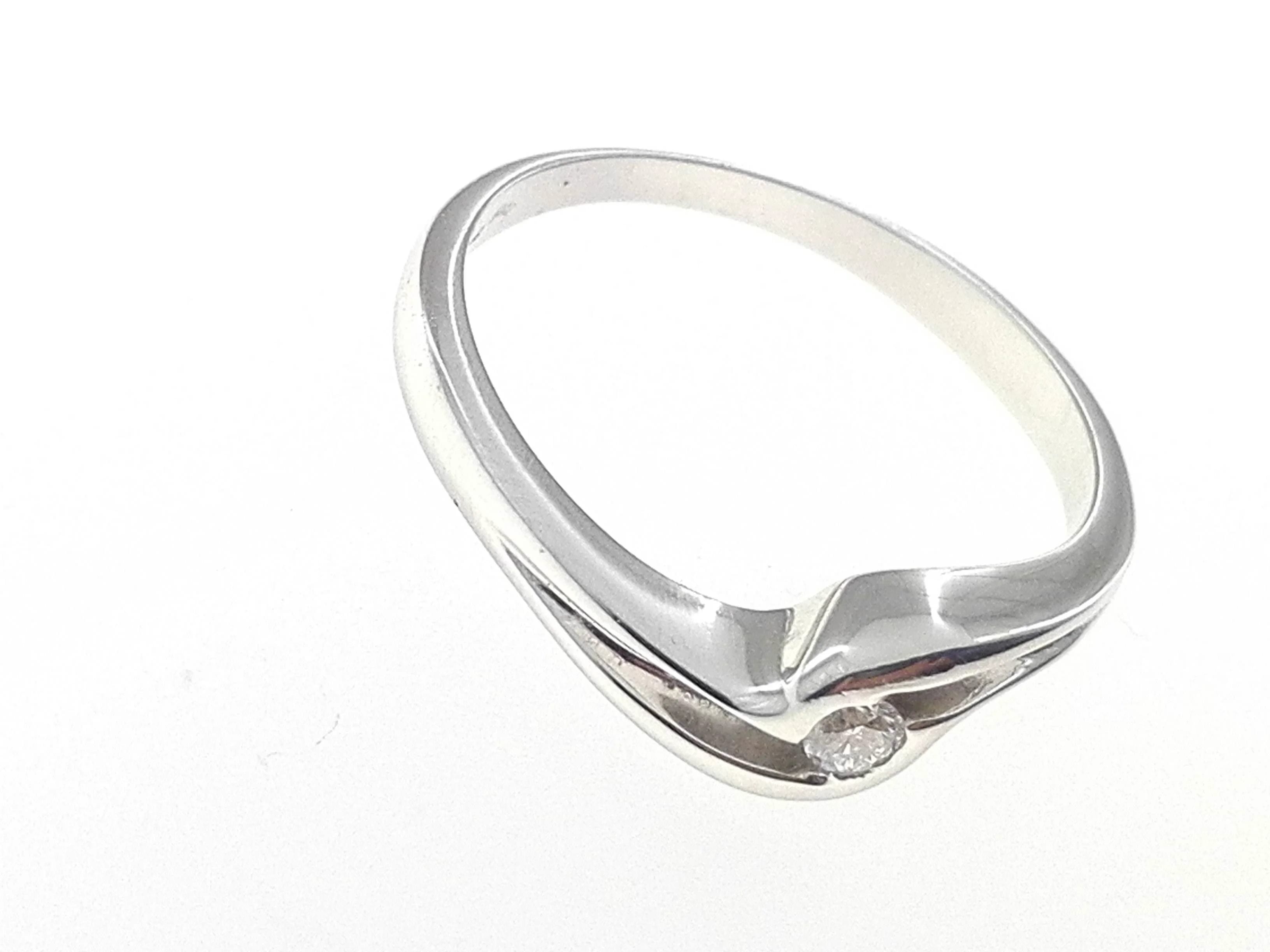 Anello Donna Solitario In Oro Bianco 18 kt Carati 750 3,20 Gr 0,06 Ct H IF