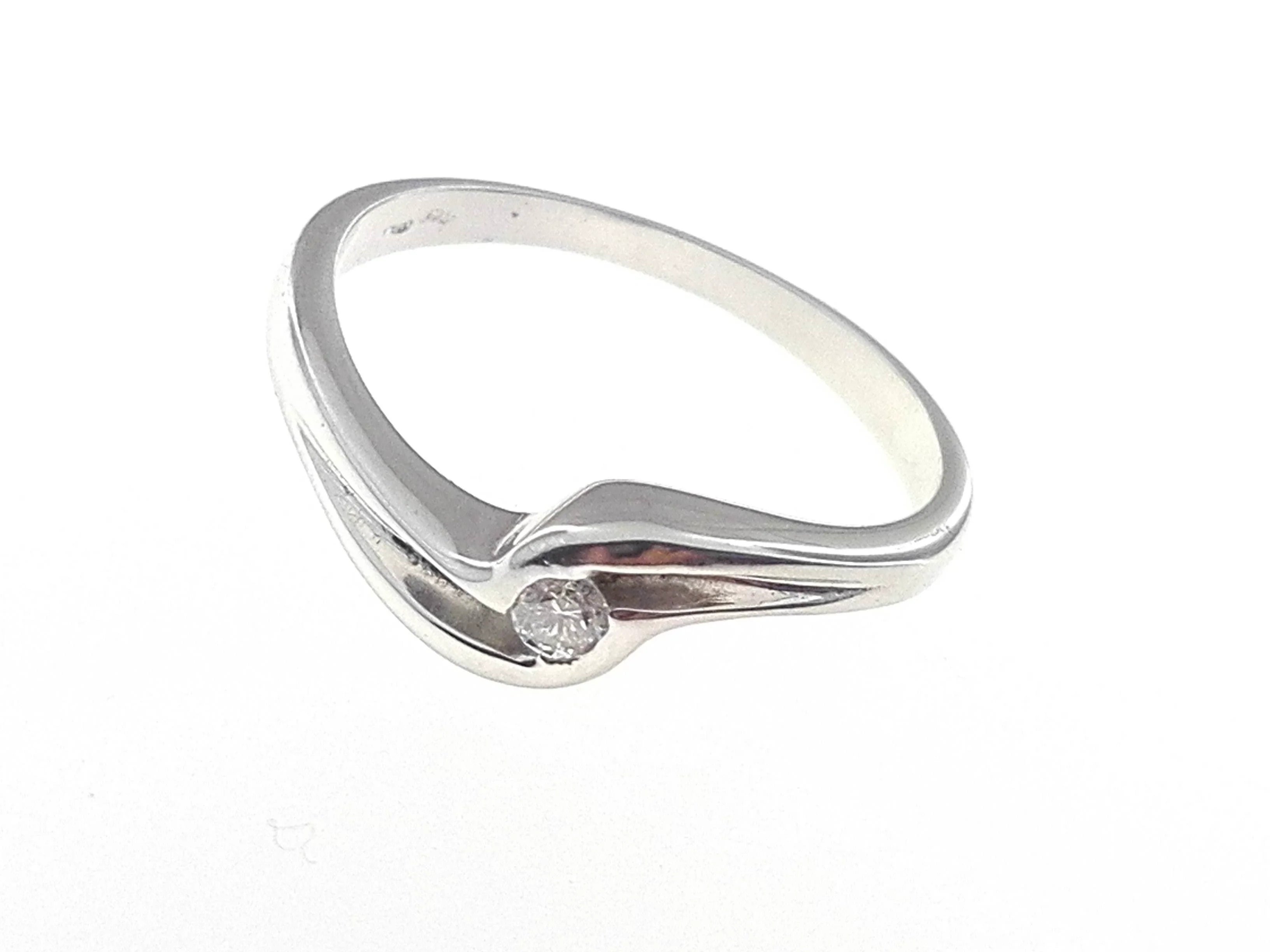 Anello Donna Solitario In Oro Bianco 18 kt Carati 750 3,20 Gr 0,06 Ct H IF - immagine 3