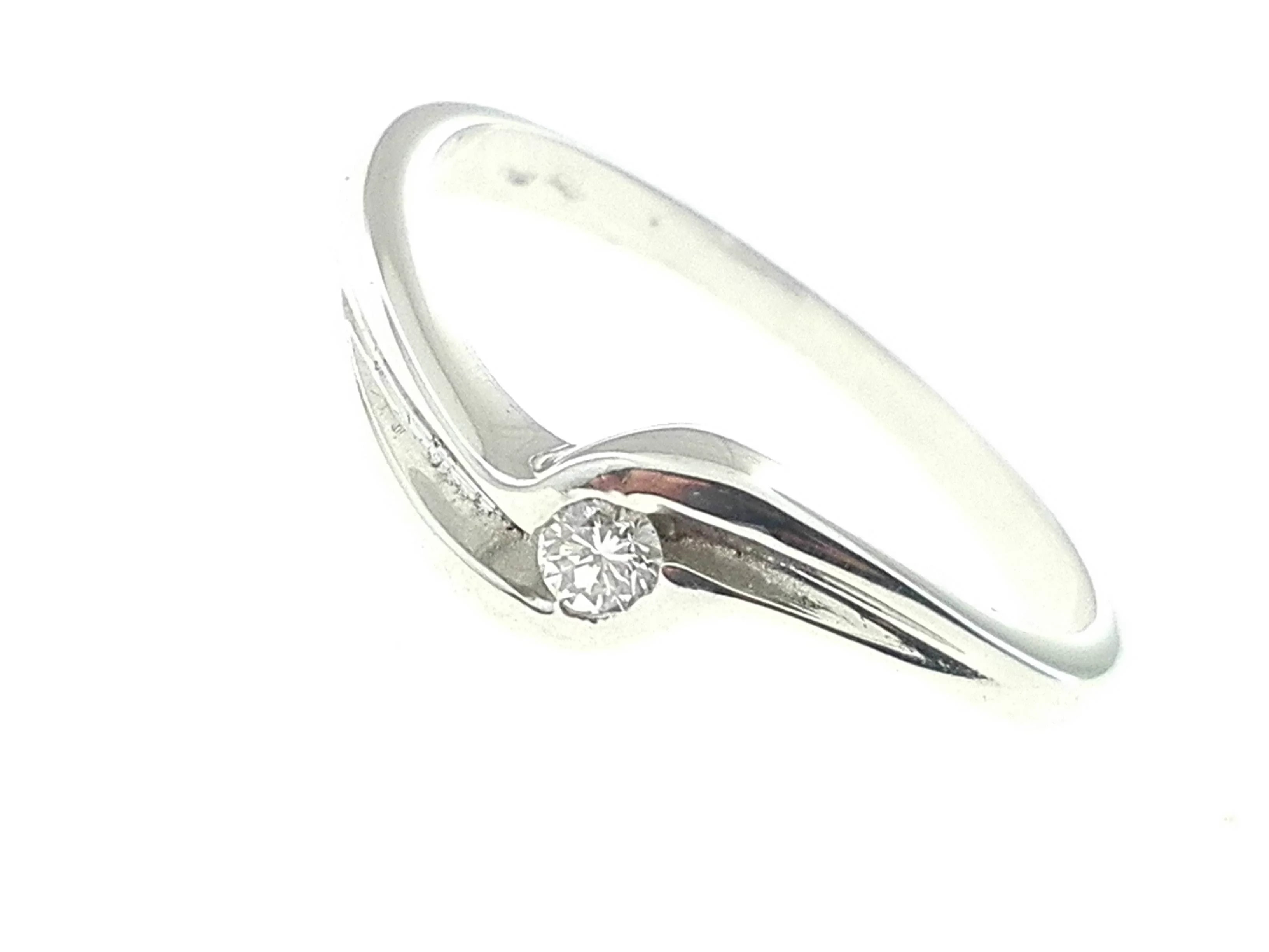 Anello Donna Solitario In Oro Bianco 18 kt Carati 750 3,20 Gr 0,06 Ct H IF - immagine 4