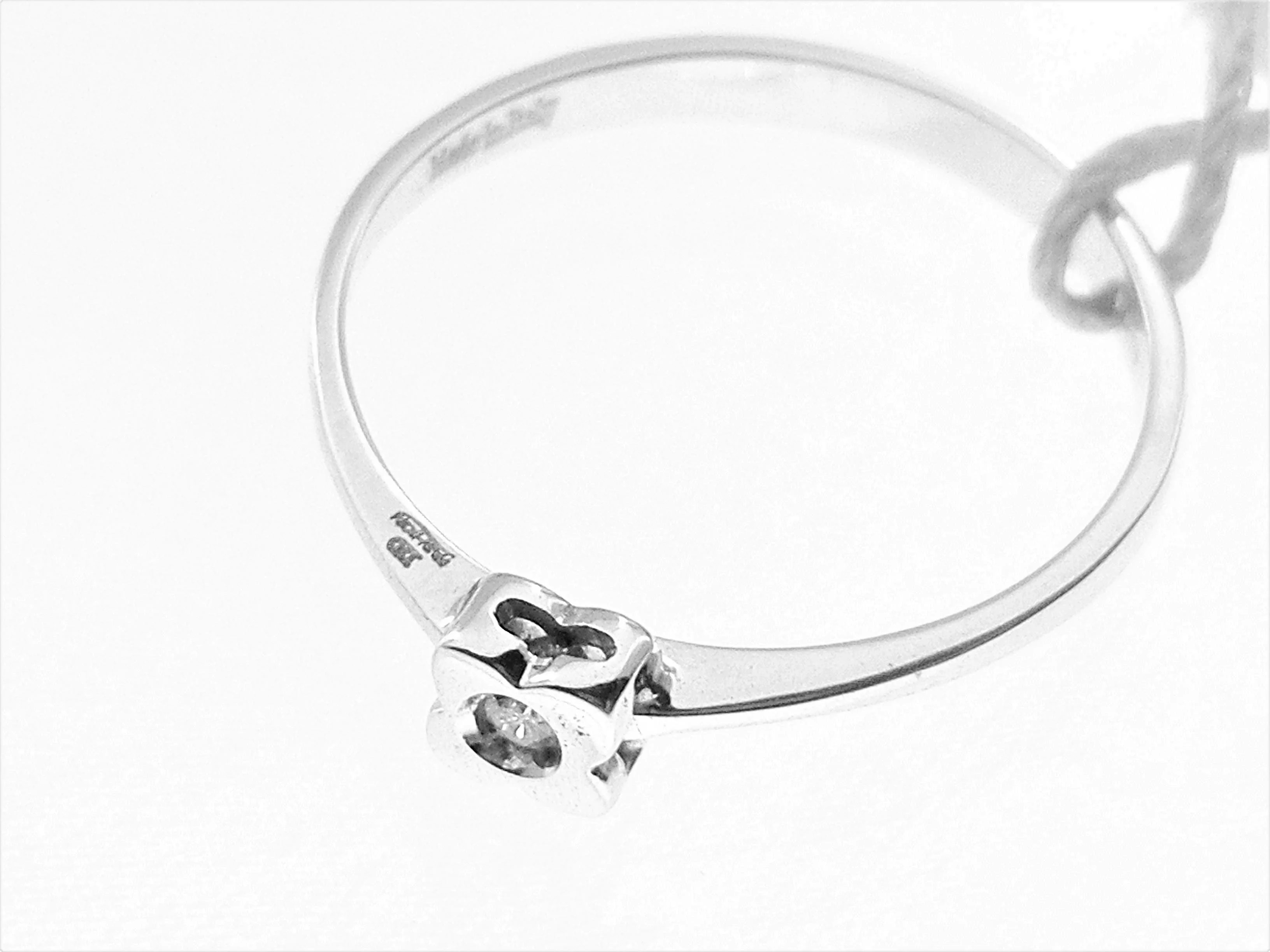 Anello Donna Solitario Oro Bianco 1,45 Gr 18 Kt Carati 750 Diamante Ct 0,02 H IF