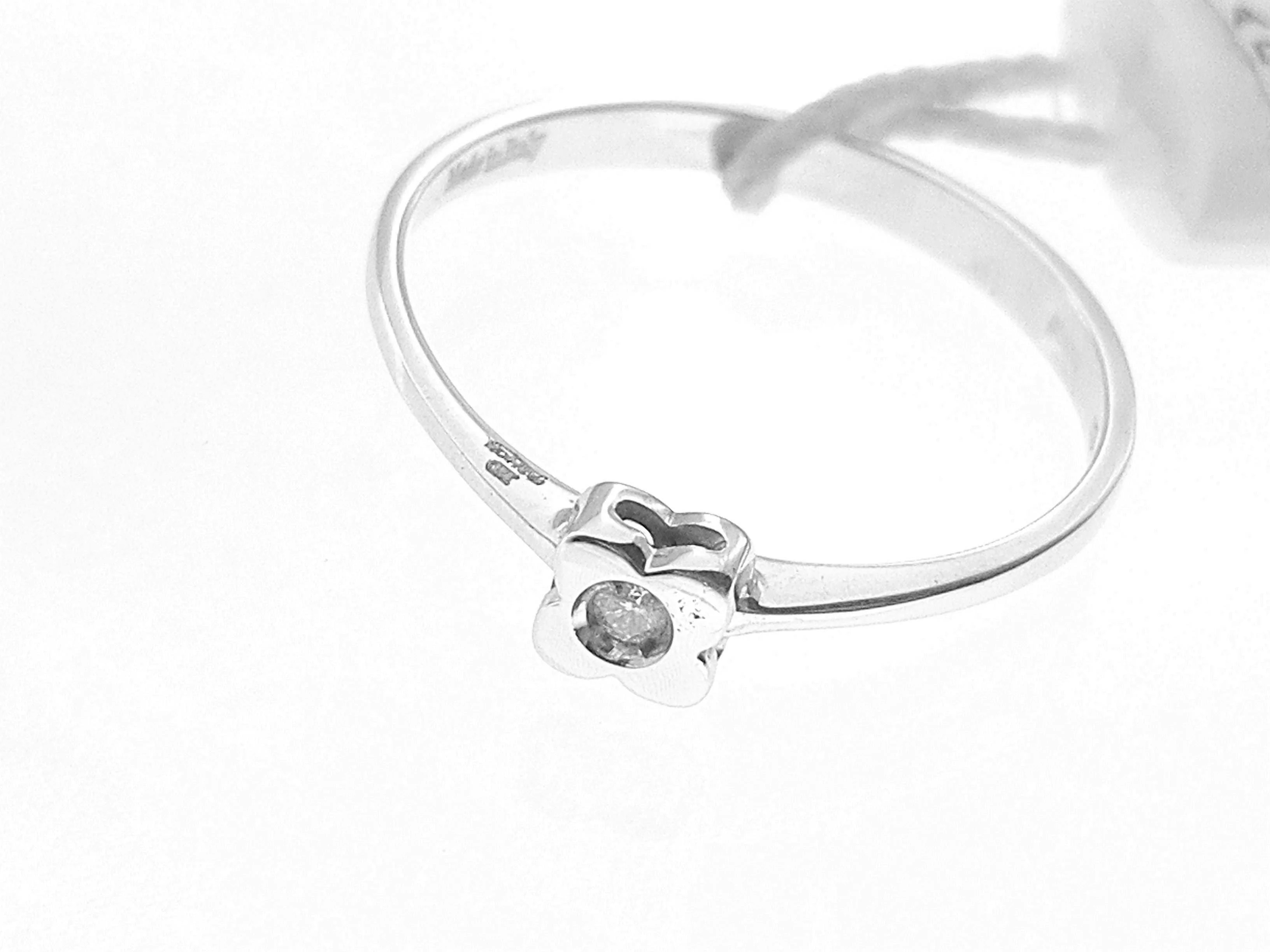 Anello Donna Solitario Oro Bianco 1,45 Gr 18 Kt Carati 750 Diamante Ct 0,02 H IF - immagine 3