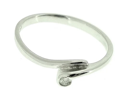 Anello Donna Solitario Oro Bianco 1,90 Gr 18 Kt Carati 750 Diamante Ct 0,03 H IF - immagine 2