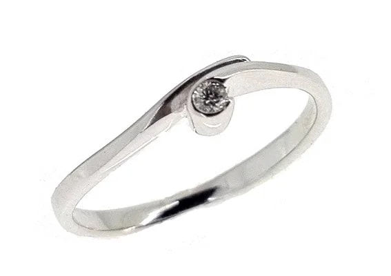 Anello Donna Solitario Oro Bianco 1,90 Gr 18 Kt Carati 750 Diamante Ct 0,03 H IF - immagine 3