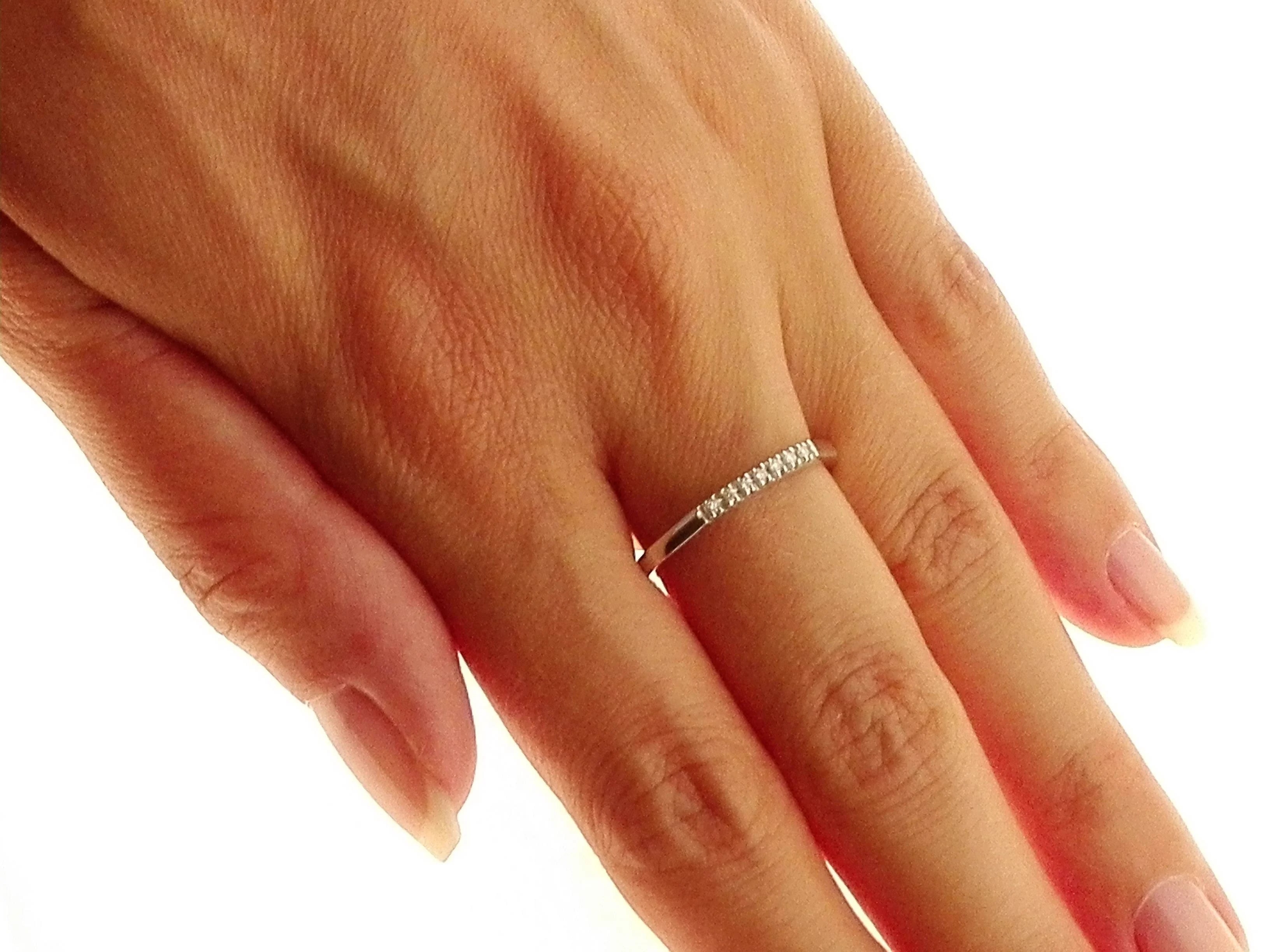 Anello Donna Veretta Oro Bianco 18 Kt Carati 750 Diamanti 0,06 Ct - immagine 2