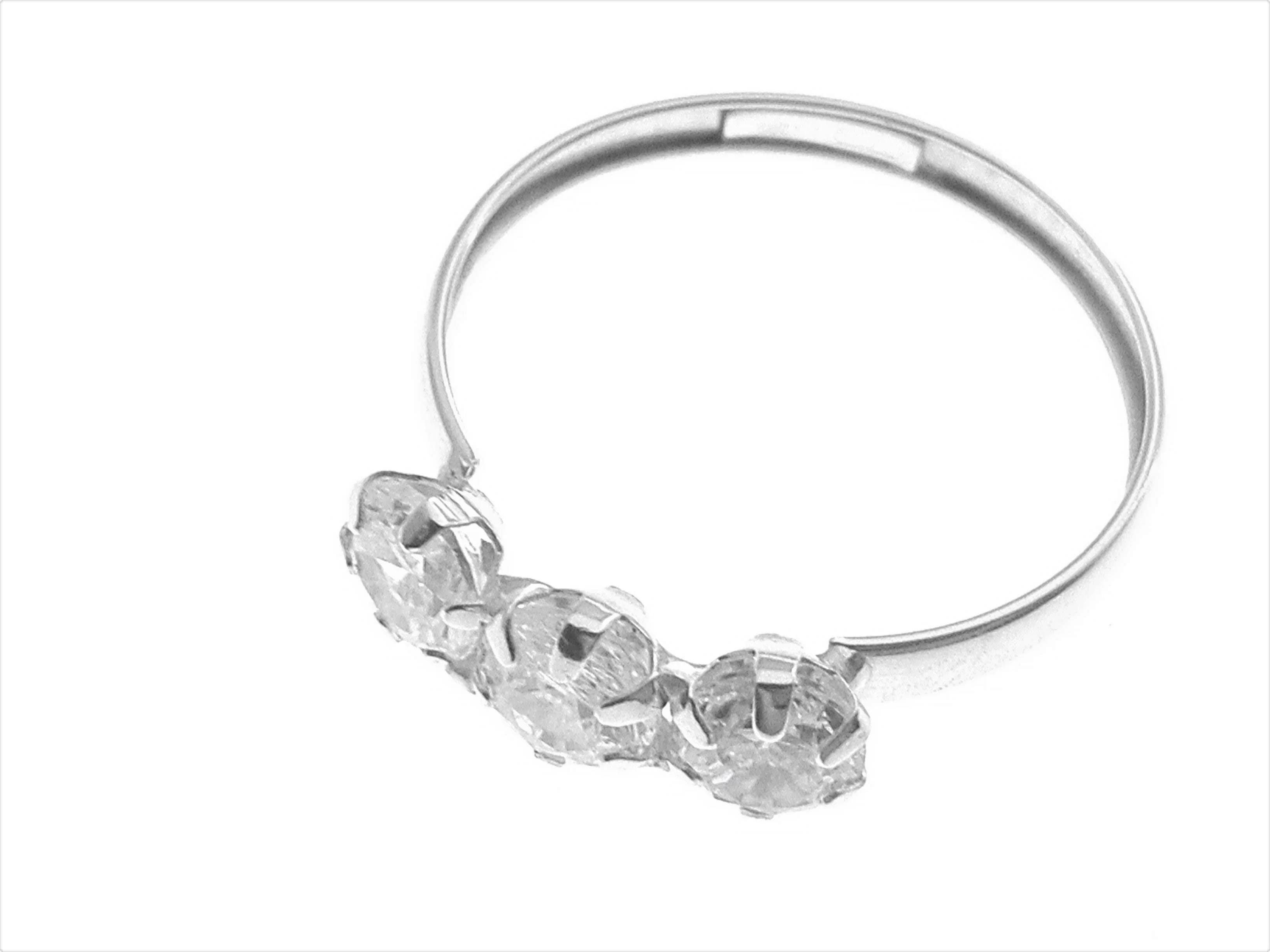 Anello Trilogy Donna Ragazza Oro Bianco 18 KT Carati Ct 750 Gr 1,45 Zirconi