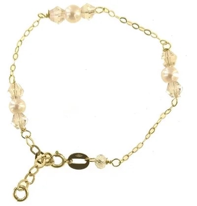 Bracciale 15 Cm Perle Bimba Bambina Oro Giallo 18 kt Carati Ct 750 1,20 Gr