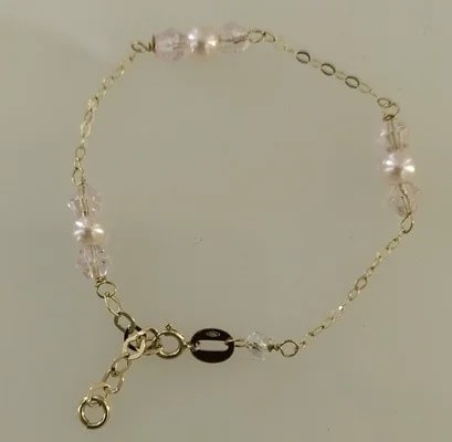 Bracciale 15 Cm Perle Bimba Bambina Oro Giallo 18 kt Carati Ct 750 1,20 Gr - immagine 3