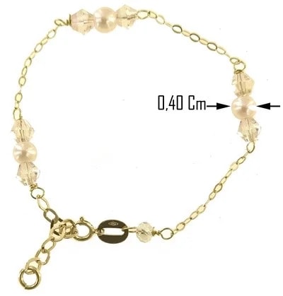 Bracciale 15 Cm Perle Bimba Bambina Oro Giallo 18 kt Carati Ct 750 1,20 Gr - immagine 4